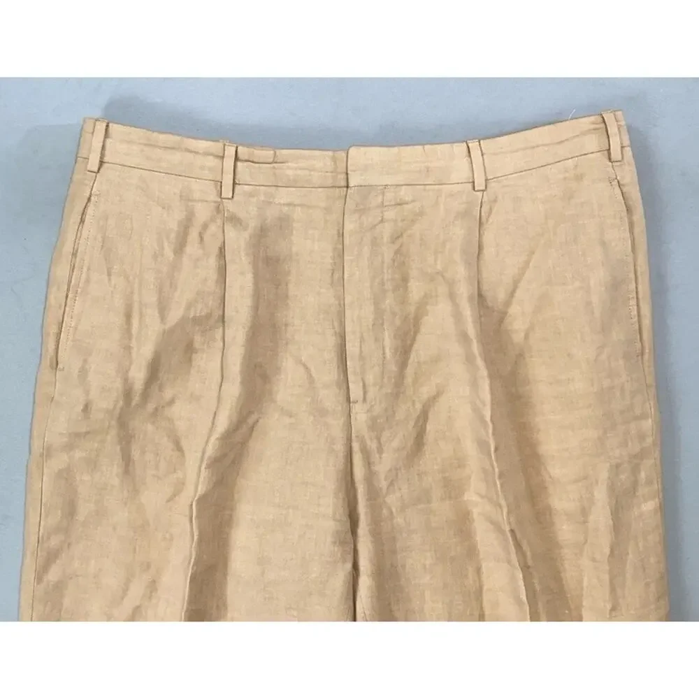 Ralph Lauren Italy Purple Label Men's Pleated 100% Linen Dress Pants. 38X31.5